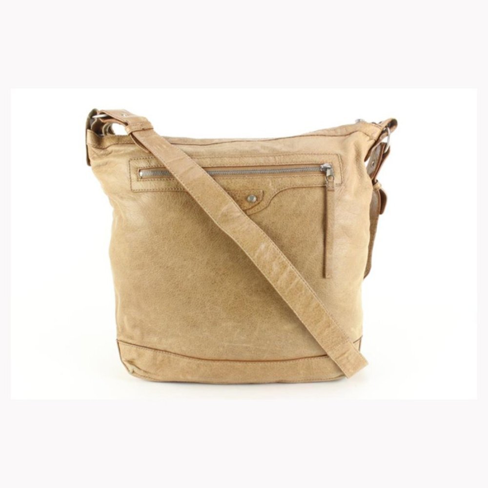 Balenciaga Brown Leather Classic the Day Hobo Messenger 14ba53s
